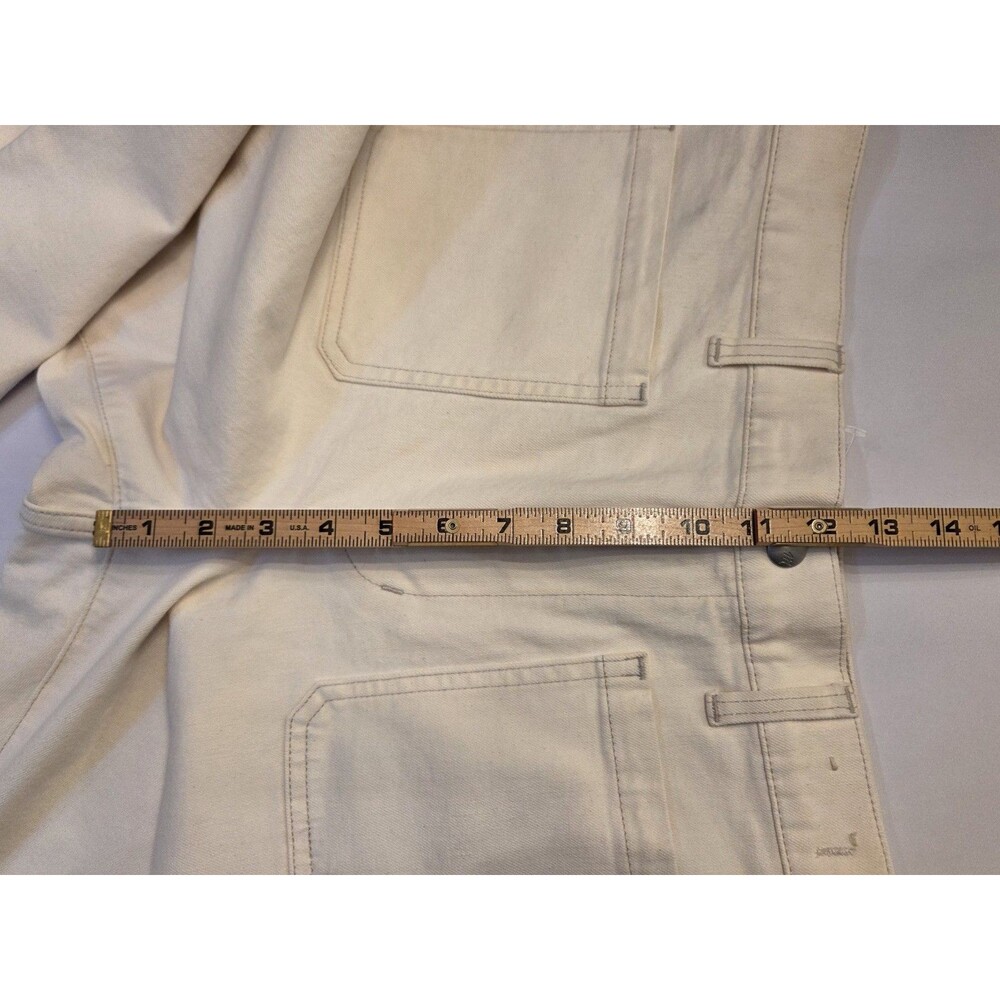 Madewell Emmett Wide Leg Jeans Patch Pocket Ivory 32 High Rise Raw Edge Hem Read - Picture 12 of 13